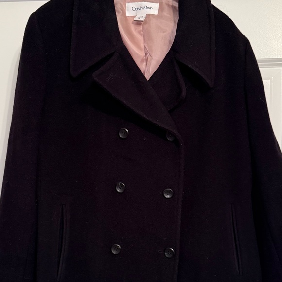 Calvin Klein Women's Wool Peacoat with Pink Lining Size 14 - Picture 2 of 9